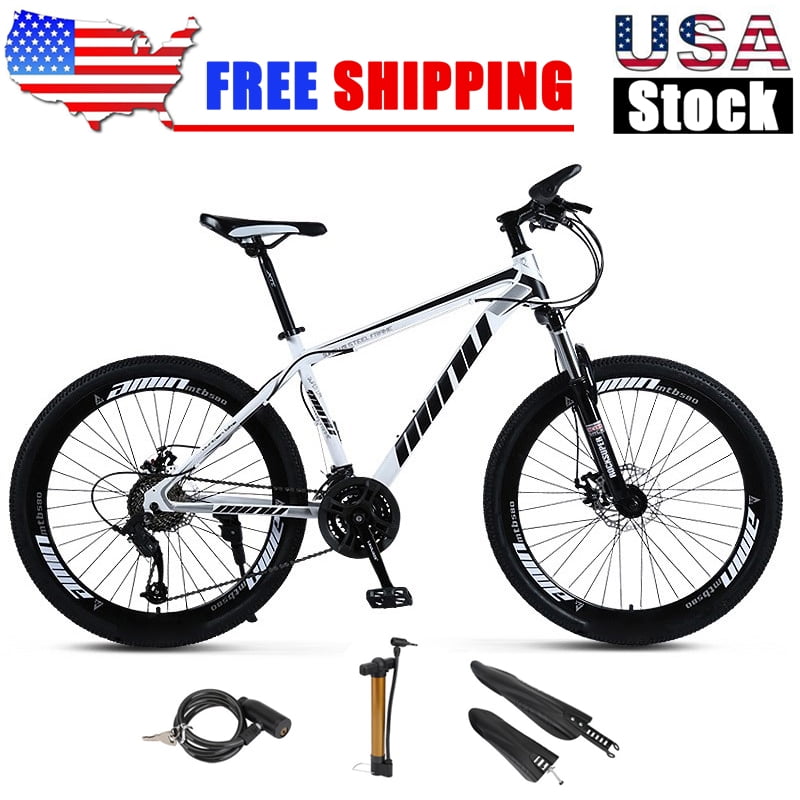 Details about   Mountain Bike 26-inch wheels Bicycle Black Bicycle Full Mountain Bike 21-Speed 