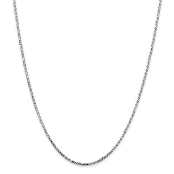 White Sterling Silver chain Spiga (Wheat) Diamond-cut 16 in 2.15 mm
