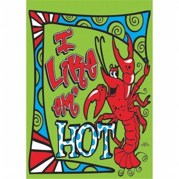 Jozie B 621 I Like Em Hot Crawfish Applique Flag, Large