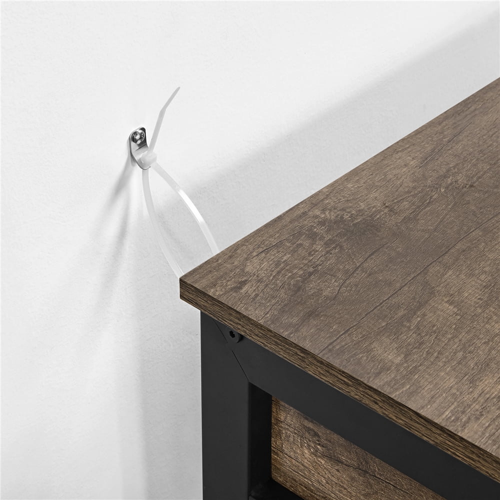 Topeakmart X Design Console Table w/ 1 Drawer & 2 Shelves, Taupe Wood