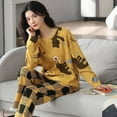 thumbnail image 2 of Women‘s Pajamas Sets Cartoon Pyjamas Plaid Loungewear Summer Autumn Cute Sleepwear Casual Pijamas Mujer 2 Piece Pjs Homewear, 2 of 7