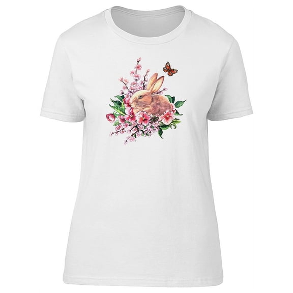 Easter Rabbit And Butterfly T-Shirt Women -Image by Shutterstock, Female Large