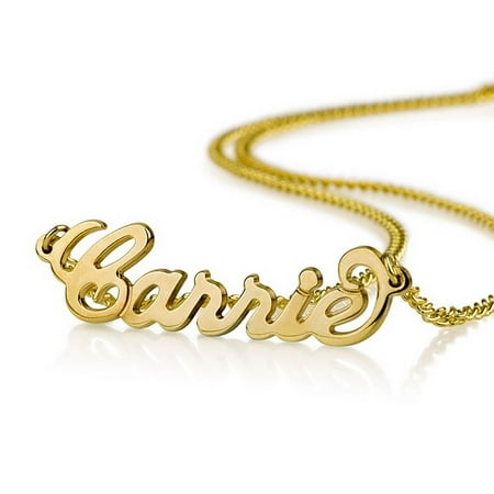 Custom Made Gold Jewelry Name Necklace Personalized Name Necklace - Custom Made with Any Name- 925 Sterling Silver Plated in 18k Gold ()