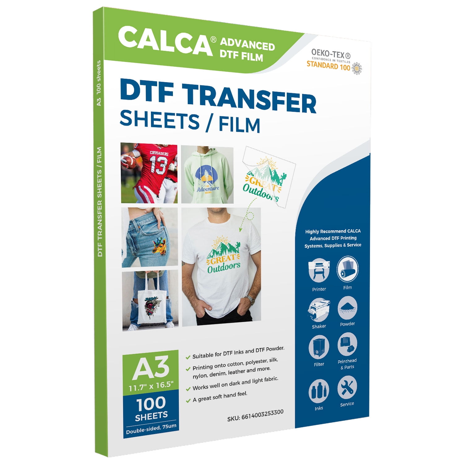 13" x 19" DTF Transfer Film - Cold Peel - 100 Sheets/pack