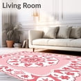 thumbnail image 2 of ODIKA 8'x10' Machine Washable Non-Slip Area Rug, Botanical Medallion Petal Motif with Flourish Accents High Traffic Rug, Pink, 565322, 2 of 7