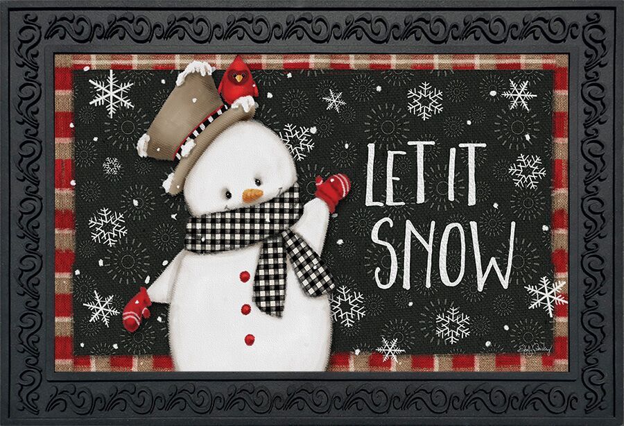 Snow Day Winter Doormat Snowman Primitive Indoor Outdoor 18/" x 30/"
