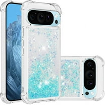 Case for Google Pixel 9 Case Glitter Liquid Cute Clear Phone Case,Floating Quicksand Shockproof Protective Bumper Women Girls Cover for Google Pixel 9 / Pixel 9 Pro Star Blue YB