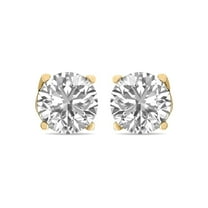 2 CTW Round Lab Grown Diamond Solitaire Stud Earrings with Basket Setting Screwbacks in 14K Yellow Gold (E-F, VS1-VS2)
