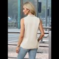 thumbnail image 4 of Camiseta Sin Mangas de Verano para Mujer, de Satén de Seda, con Cuello en V, Informal, de Negocios, Color Albaricoque XXL, 4 of 7