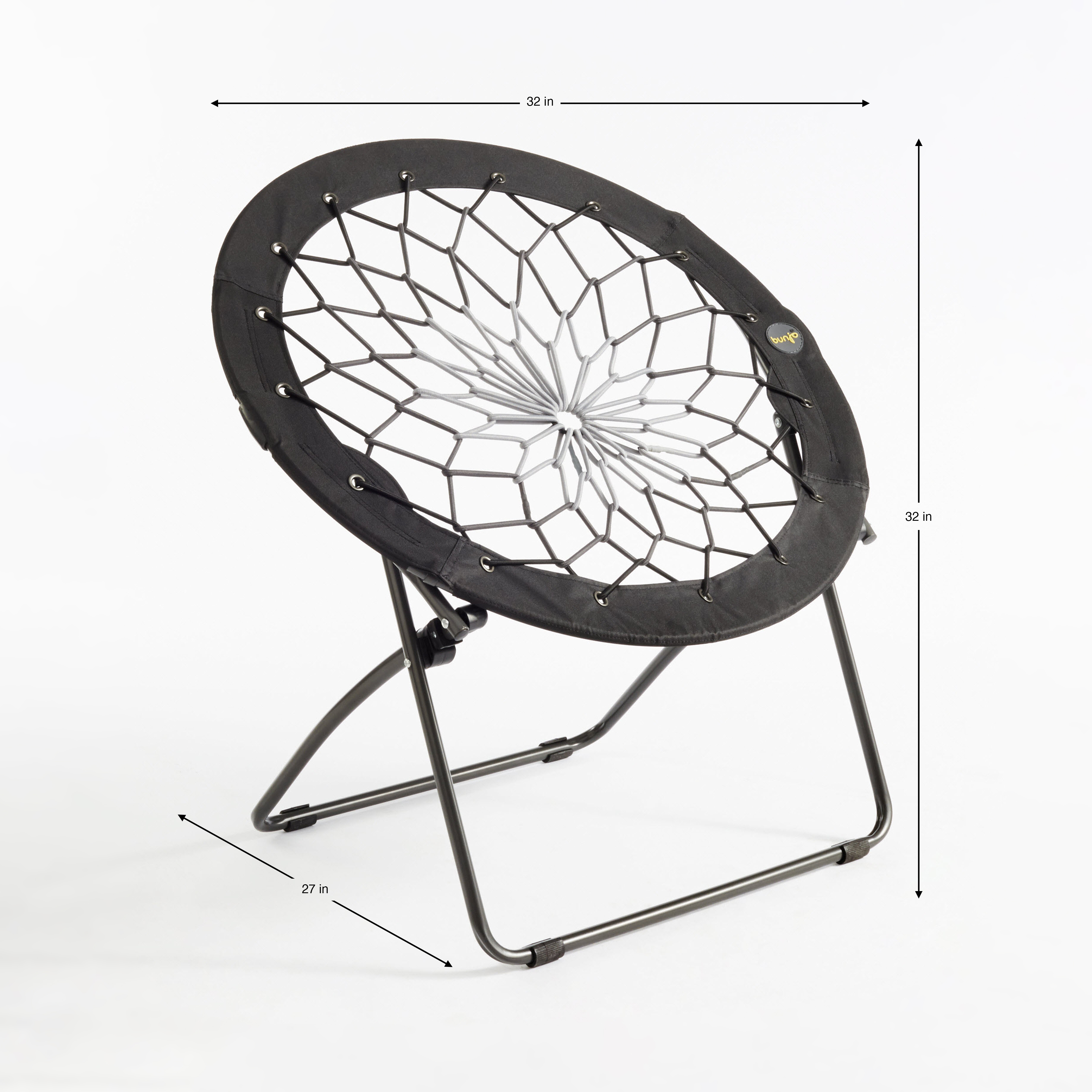 32" Bunjo Woven Bungee with Metal Base Folding Chair, Black to Gray - image 2 of 4