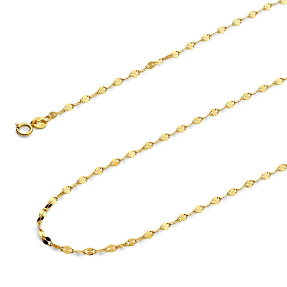Wellingsale 14k Yellow Gold Polished Solid 2mm Twisted Mirror Chain Necklace with Spring Ring Clasp - 16"