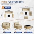 thumbnail image 6 of UDPATIO 9-Piece Wicker Modular Sectional Outdoor Conversation Sets with Glass Coffee Table, Yellow&Beige, 6 of 6