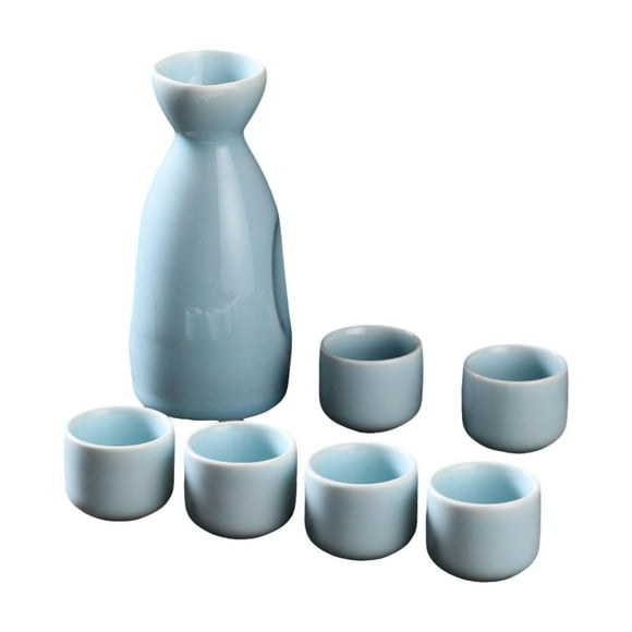 Juego de Sake de cerámica, recipiente para Sake de cerámica, juego de tazas, decoración decorativa, vasos artesanales, bebida de Sake tradicional para Azul