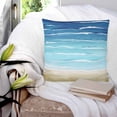 thumbnail image 3 of Summer Coastal 14x14 Pillow Covers Set of 2, Turquoise Ombre Beach Ocean Waves Throw Pillow Covers Decorative Couch Cushion Case, Microfiber Square Pillowcases for Bedroom Car Living Room, 3 of 7