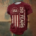 thumbnail image 4 of Men's USA 250 Years Patriotic Flag Print T Shirts Casual Short Sleeve Independence Day Comfortable Tees Tops,Wine,M, 4 of 9