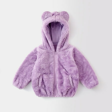 

Juebong Baby Clothing Deals For Days Toddler Baby Boys Girls Solid Color Plush Cute Bear Ears Winter Hoodie Coat Jacket