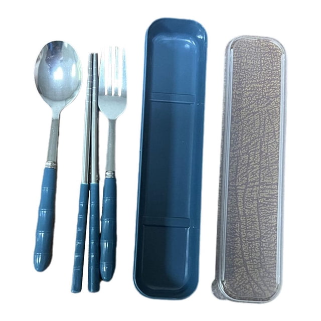 EZLIFE Juego de vajilla de acero inoxidable de 3 piezas, cubiertos portátiles ▲; Juego de viaje K0W8