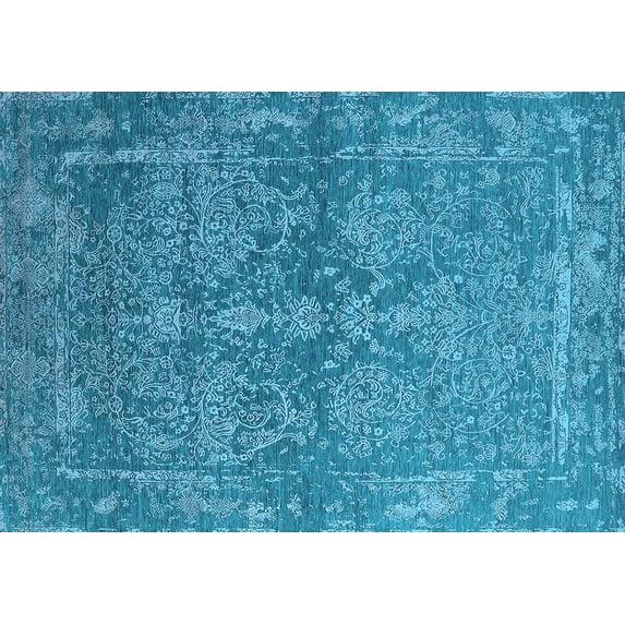 Ahgly Company Indoor Rectangle Oriental Light Blue Industrial Area Rugs, 5' x 7'