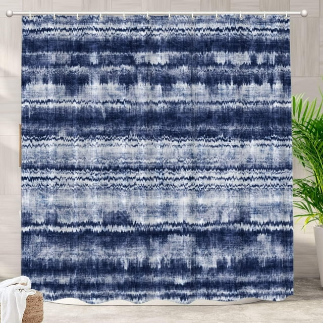 Blue Abstract Marble Shower Curtain - 72x72 inches Geometric Decor Polyester Fiber Quick-Drying Waterproof Modern Bathroom Bath Curtain