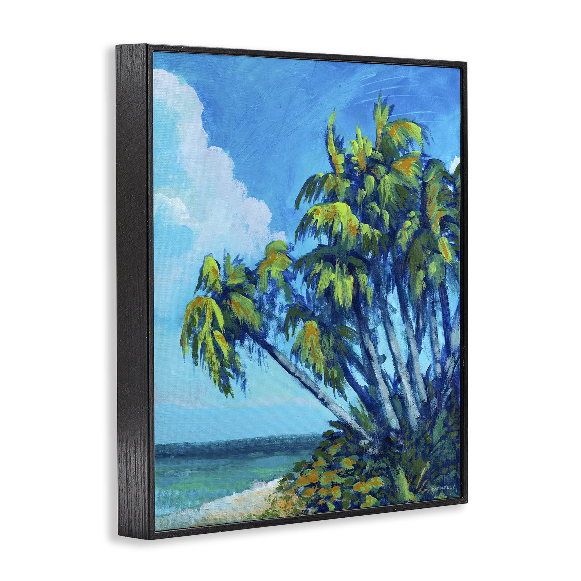 Stupell Industries Cerulean Sky & Palms Black Framed Giclee Art, design by Dan Meneely