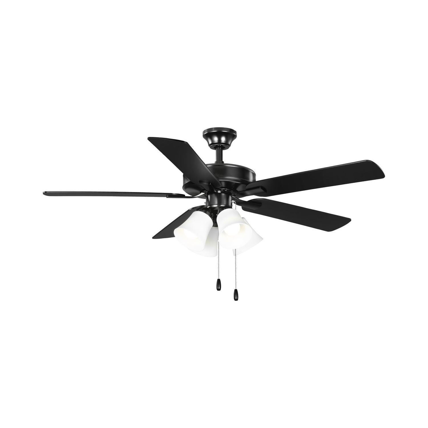 AirPro 52 in. Matte Black 5-Blade AC Motor Transitional Ceiling Fan with Light