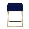 thumbnail image 4 of Jakob Navy/Gold Sidetable/Nighstand - Square Lacquer-Finish Gold Steel, X-Metal Legs, 4 of 8