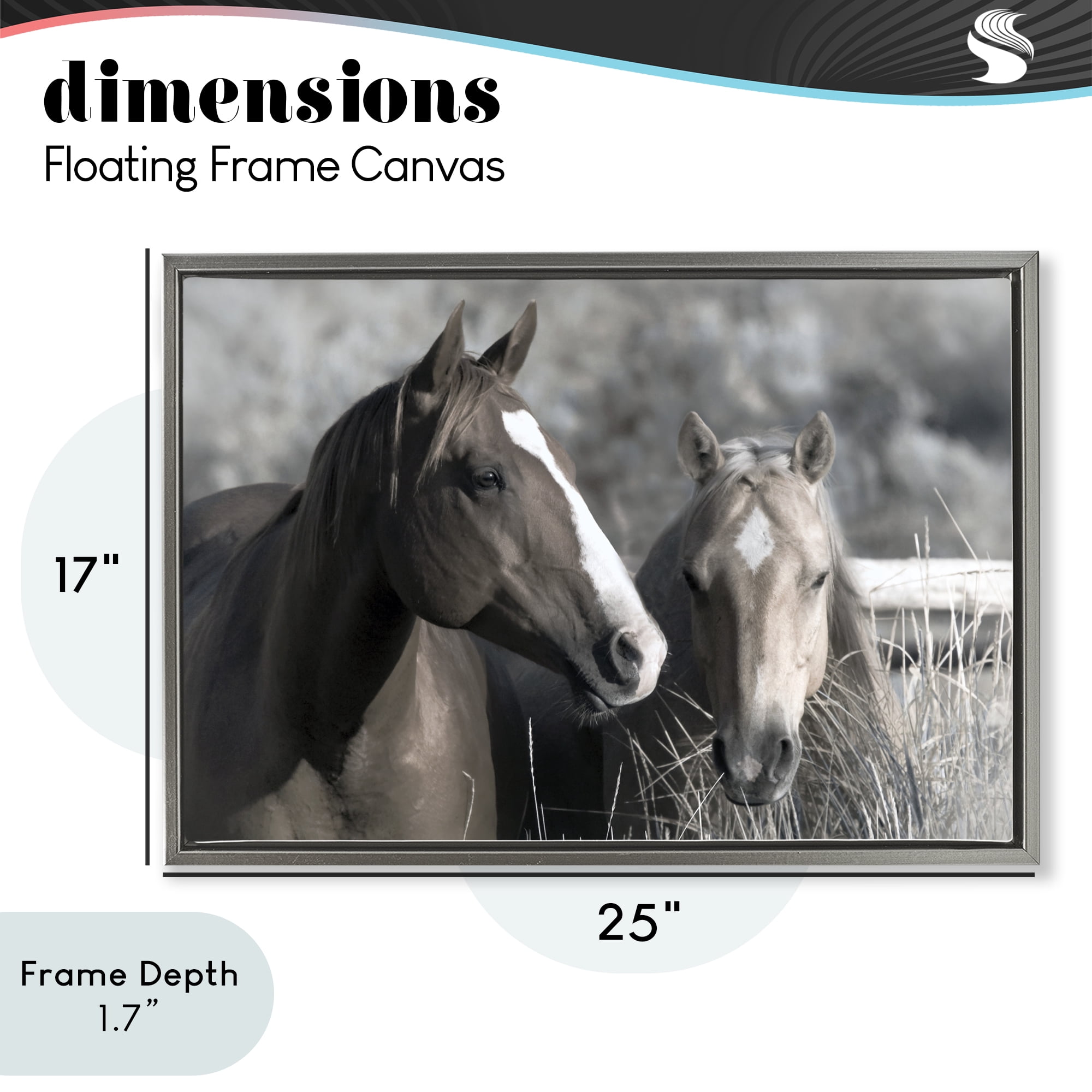 Stupell Industries Content Horses In Pasture Gray Framed Floater Canvas Wall Art, design by Danita Delimont