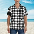 thumbnail image 2 of Pofeuu Anchor Black Tartan Plaid Print Hawaiian Shirt for Men Sleeves Casual Button Down Summer Beach Dress Shirts T-Shirts,XX-Large, 2 of 7