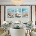 thumbnail image 3 of 3Pcs Coastal Seashell Conch Canvas Wall Art Summer Beach Waves Pictures Wall Decor Blue Beach Ocean Posters Prints Paintings for Bathroom Bedroom Living Room Sea View Room Decoration Prepare to hang, 3 of 6