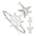 thumbnail image 1 of 925 Sterling Silver with Interchangeable Nautical Charms 3mm Bangle Bracelet, 1 of 2