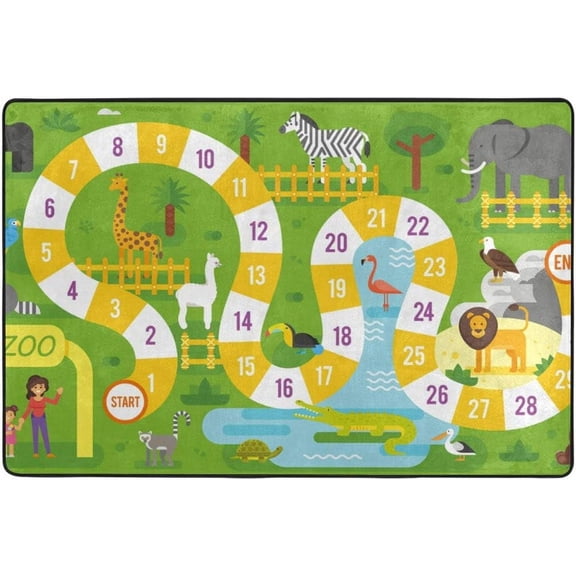 SKYSONIC Kids Zoo Animals Board Game Lightweight Carpet Mats Area Soft Rugs Floor Mat Rug Decoration for Kids Room Living Room Bedroom 72 x 48 inches