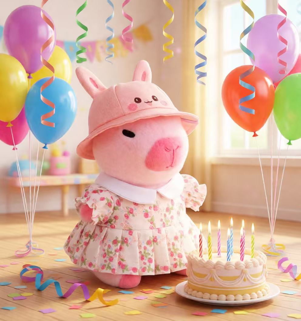 11PCS Plush Dress-Up Clothes & Accessories Set for 10.2 Inch Capybara Stuffed Animal, 4 Hats + 3 Mini Bags + 3 Knit Sweaters + 1 Dress, Mix & Match Outfit Kit