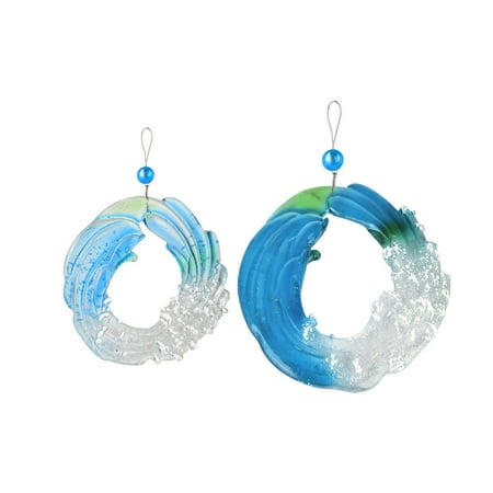 Mnjin Fashion 2PC Resin Outdoor Indoor Ocean Catching Home Decoration Ocean Color Wind Chimes Gifts Various Sizes Multicolor