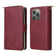 thumbnail image 2 of SaniMore for iPhone 15 Pro Max ((6.7" 2023)) 3 in 1 Case, Zipper Purse Cover + Card Slots +  Kickstand + Detachable Lanyard Comprehensive Protective Shockproof Anti-drop Shell, Winered, 2 of 8