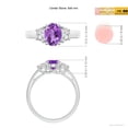 thumbnail image 4 of ANGARA Natural Three Stone Oval 1.15 ct Amethyst and Half Moon Diamond Ring in 14K White Gold for Women (Size-8x6mm) | February Birthstone, Anniversary, Jewelry Gift for Women | Natural Amethyst Ring, 4 of 8