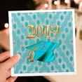 thumbnail image 7 of 3drose, Image of Graduation Cap with Tassel, 2019, Hexagon Design, Gold, Aqua, 12 Greeting Cards with Envelopes, 7 of 7