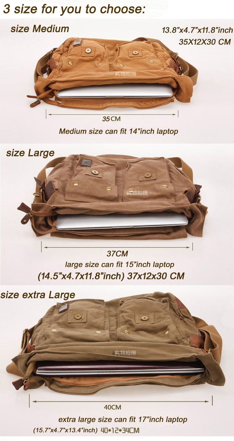 Vintage Military Canvas Laptop Bag, Medium Messenger Bag - Temu
