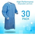 thumbnail image 5 of EOM Distributors High Performance SMS Disposable Lab Coat With Knit Cuffs and Collar, 3 Pockets Thigh Length Pack of 30, Size 2X-Large, 5 of 8