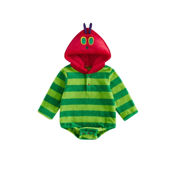 RUINIXCW Newborn Baby Boy Girl Halloween Caterpillar Costume Fleece Romper Infant Baby Boy Fall Winter Clothes Long Sleeve Hooded Stripe Zipper Bodysuit