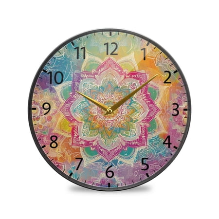 BZSMCE Wall Clock Acrylic Size:9.5*9.5in/11.9*11.9in Kaleidoscope Of Joy Design Pattern Clock