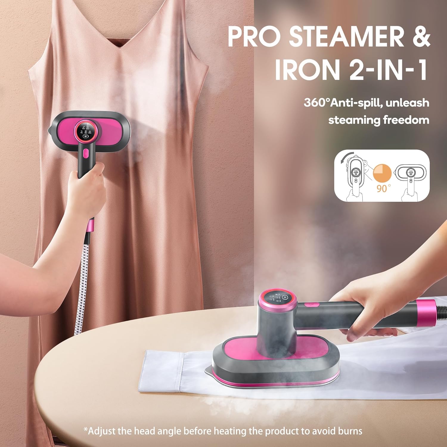 Steamer for Clothes,2-in-1 1550W Turbocharged Garment Steamer & Iron ,3 Levels Smart Control Steaming,1.2L Detachable Tank,Auto Shut-off,Self-Cleaning,Innovative Storage: Hang,Wall Mount