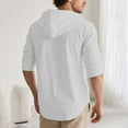 thumbnail image 4 of hotojiny Men's Cotton Linen Hoodies Shirts Fashion Stripes Long Sleeve Button down Summer Beach Tops Lightweight Fall Sweatshirt, 4 of 7