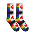 thumbnail image 4 of Women's Men's Canada Gay Pride Flag Colorful Novelty Pattern Crew Athletic Socks, 4 of 7