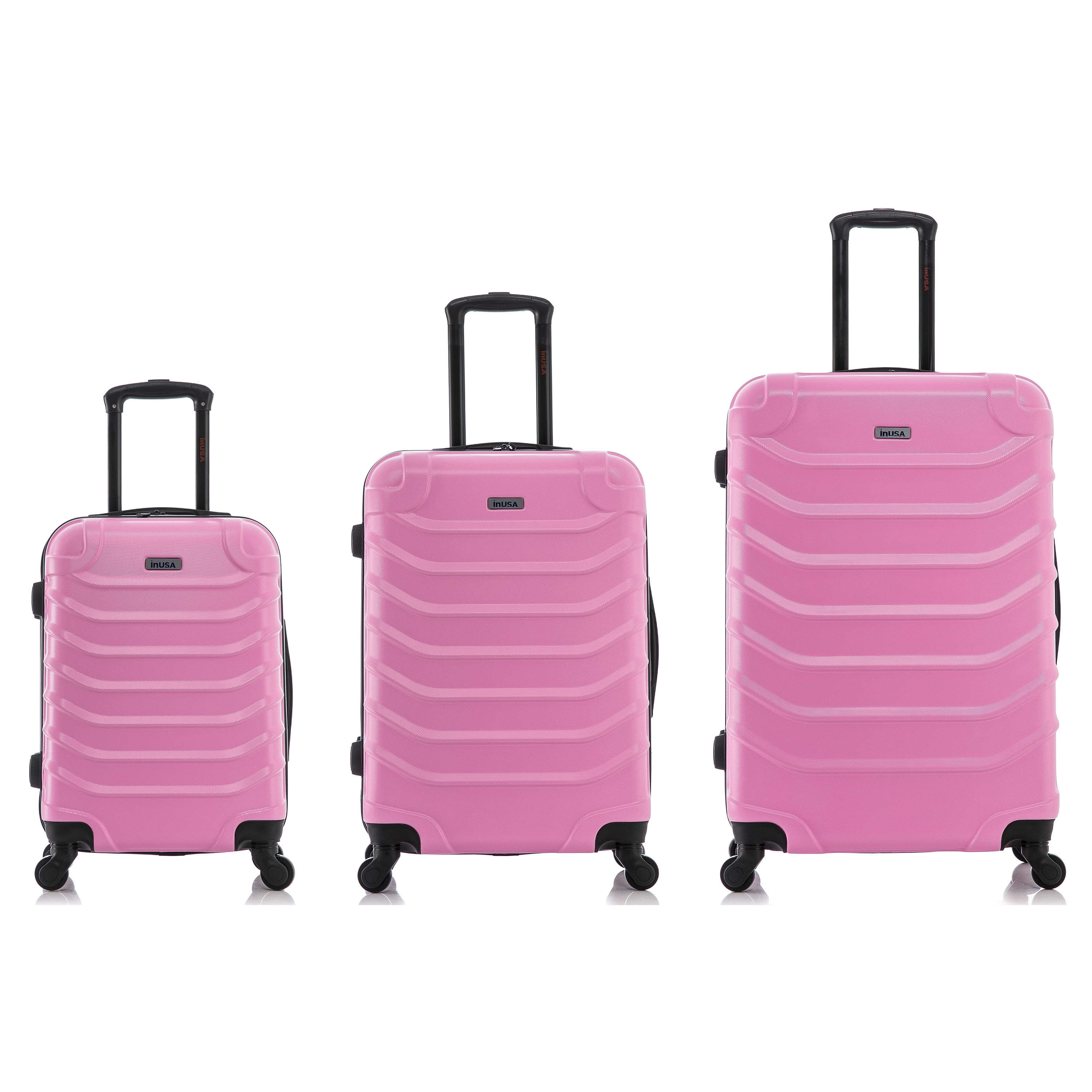 InUSA Endurance 3-Piece Hardside Luggage Sets with Spinner Wheels, Handle, Trolley, (20"/24"/28"), Pink