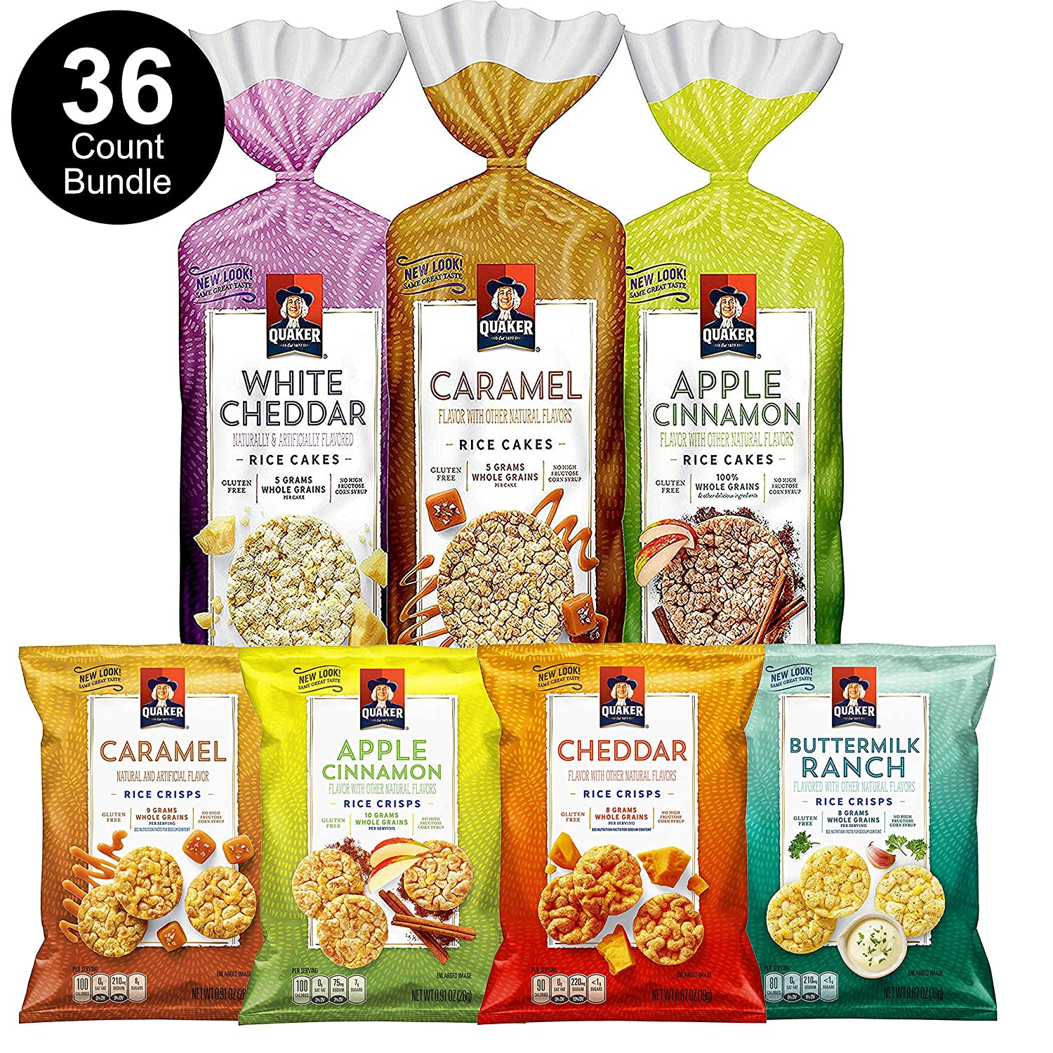 Large Rice Cakes Gluten Free 3 Flavor 6 Count and Rice Crisps Gluten
