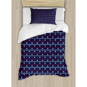 Navy Blue Duvet Cover Set Windrose Anchor Circular Rope Icon
