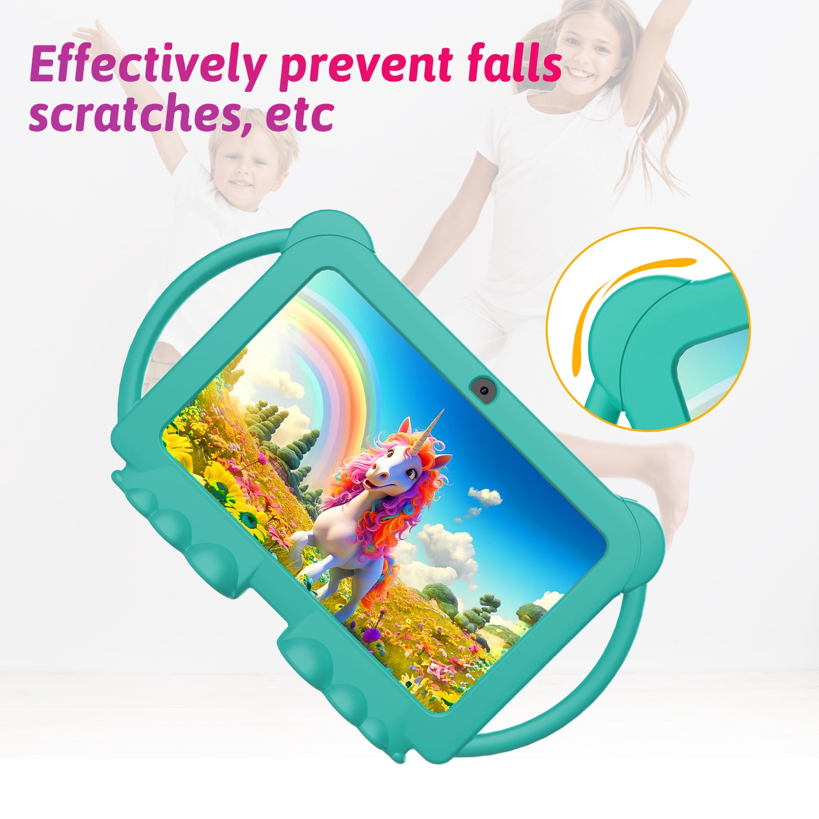 Kids Tablet, 7 inch Android 12 Tablet for Kids, 4GB RAM 32GB ROM 1TB Expand, Toddler Tablet with Parental Control, IPS Screen, Dual Camera, Educational, Games, Shockproof Case, Green