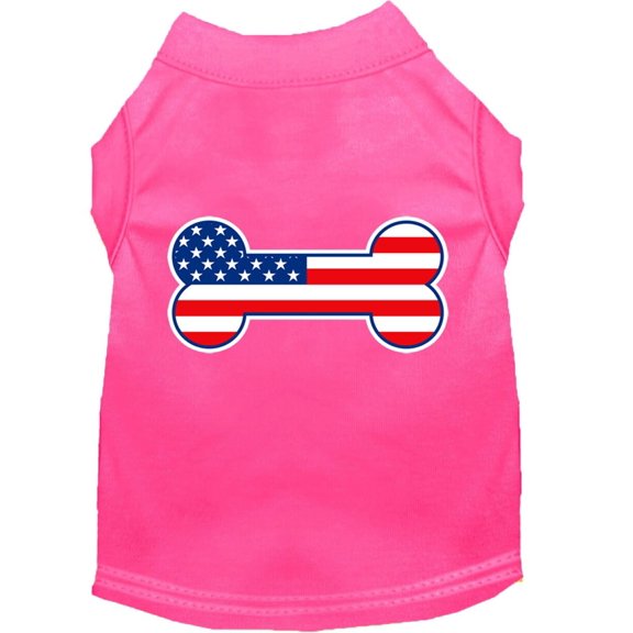 Pet Dog Cat Shirt Screen Printed, "Bone Shaped American Flag"