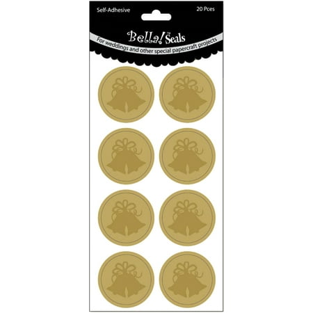 Ruby Bell - Ruby Rock-It Wedding Foiled Seals, Bells/Gold, 20-Pack Multi-Colored