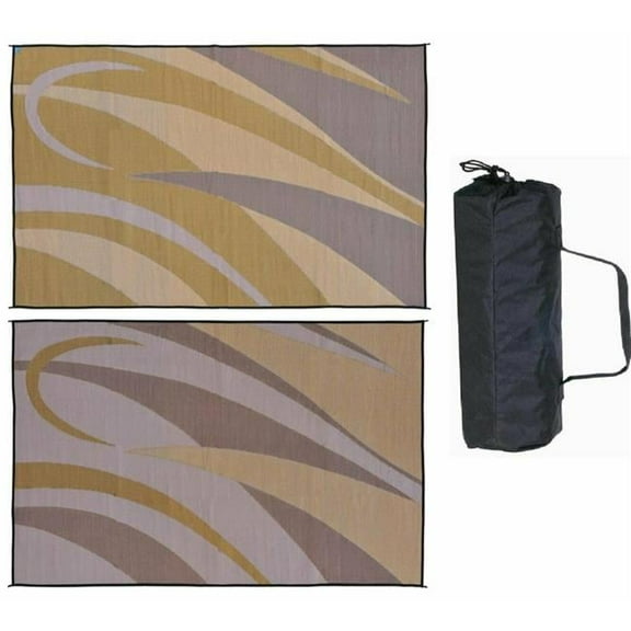 8 x 12 ft. Reversible Graphic Mat, Brown & Gold